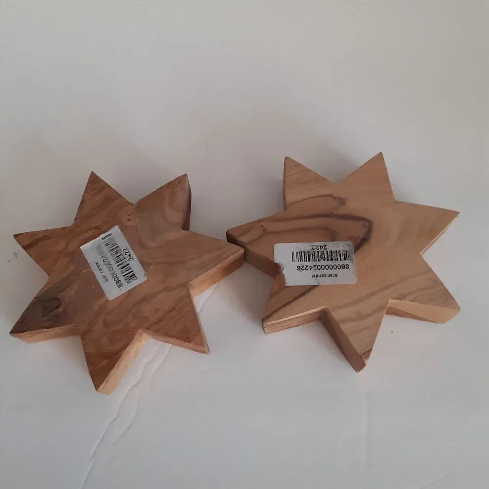 Wooden Star Candle Holders Japandi Scandinavian x 2 Masculine